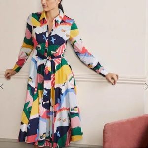 BODEN Kitty Midi Shirt Dress - French Navy, Scenic Meadow